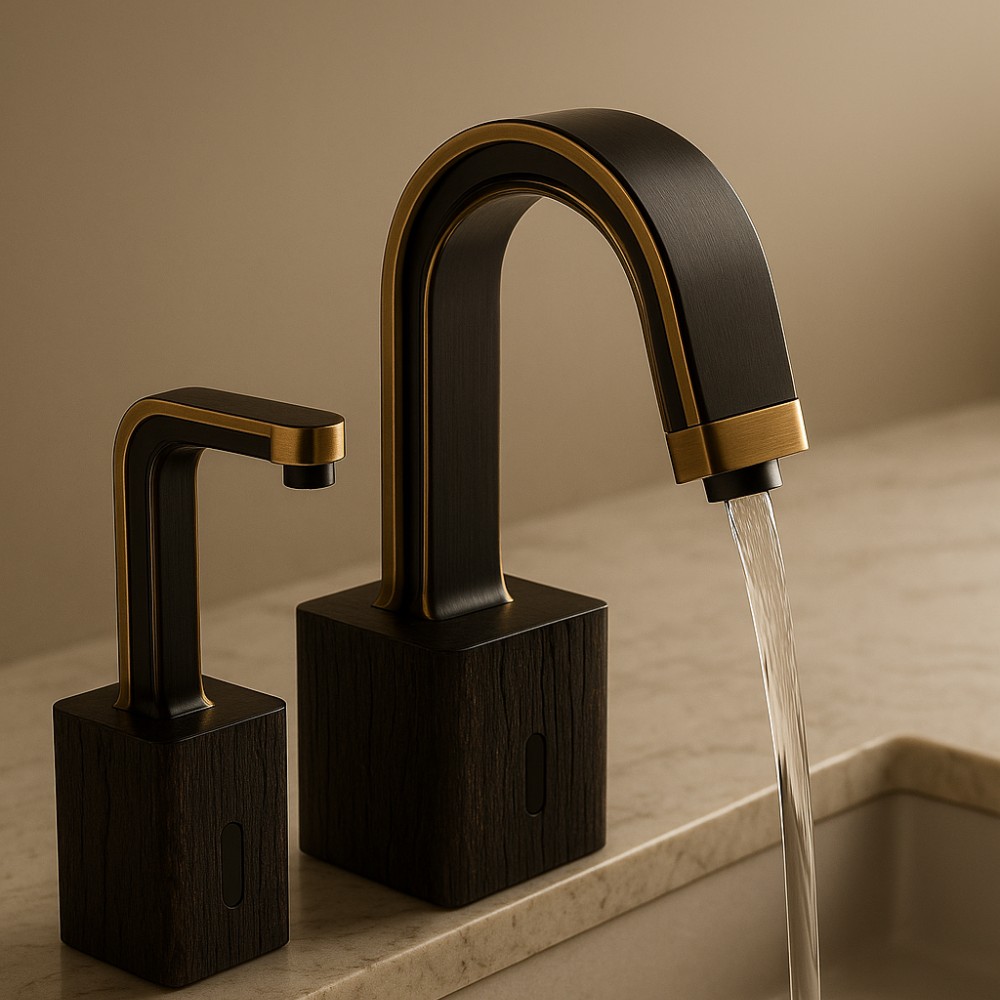 Fontana AquaLogic Arctic White touchless flush valve with circular control